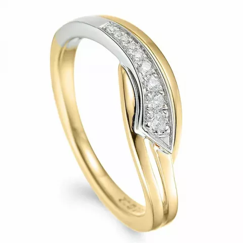 abstraktem Diamant Ring in 14 Karat Gold- und Weißgold 0,09 ct