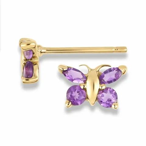 Schmetterlinge Ohrringe in 9 Karat Gold mit Amethysten