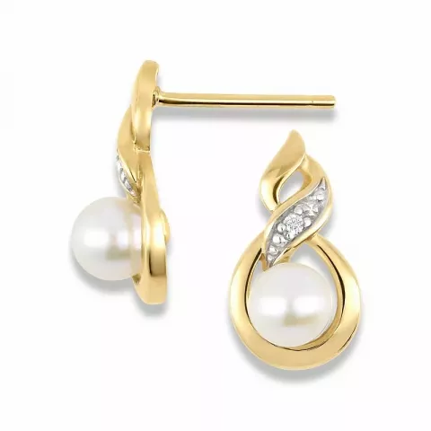 Ohrringe mit Perlen in 9 Karat Gold mit Zirkonen