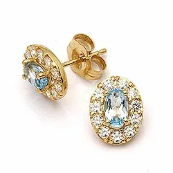 Ovalen Ohrringe in 9 Karat Gold mit Topasen und Zirkonen
