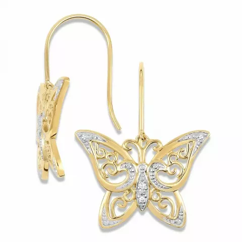 Schmetterlinge Ohrringe in 9 Karat Gold mit Rhodium mit Zirkon