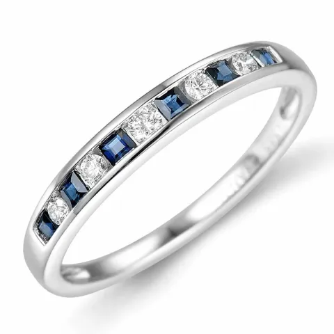 blauem Saphir Diamantring in 14 Karat Weißgold 0,11 ct 0,26 ct