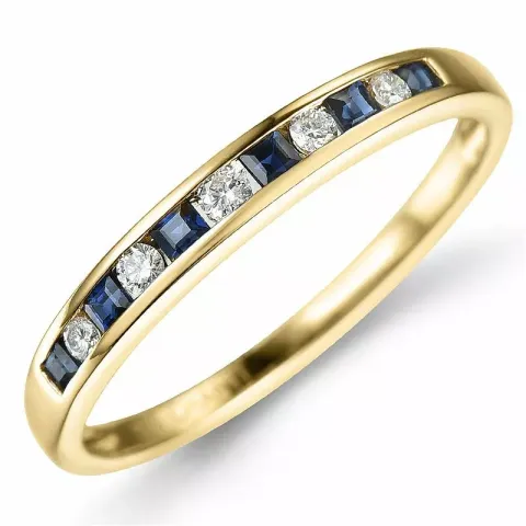 Saphir Diamantring in 14 Karat Gold 0,11 ct 0,26 ct