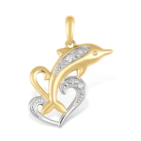 Delfin Anhänger aus 9 Karat Gold mit Rhodium