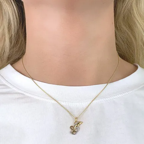 Delfin Anhänger aus 9 Karat Gold mit Rhodium