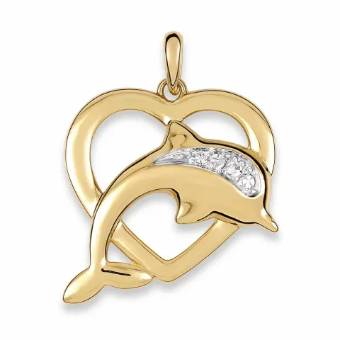 Delfin Anhänger aus 9 Karat Gold mit Rhodium