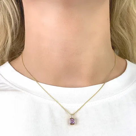 viereckigem Anhänger aus 9 Karat Gold mit Rhodium