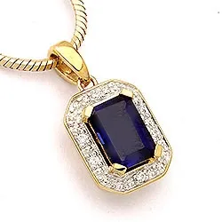 viereckigem Anhänger aus 9 Karat Gold mit Rhodium