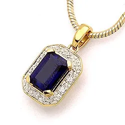 viereckigem Anhänger aus 9 Karat Gold mit Rhodium