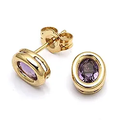 Ovalen Ohrstecker in 9 Karat Gold mit Amethyst