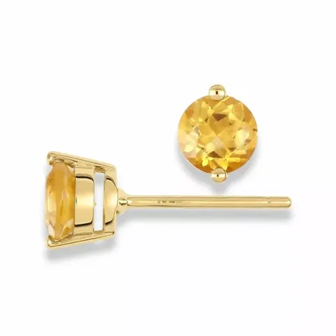 Runden Ohrstecker in 9 Karat Gold mit Citrinen
