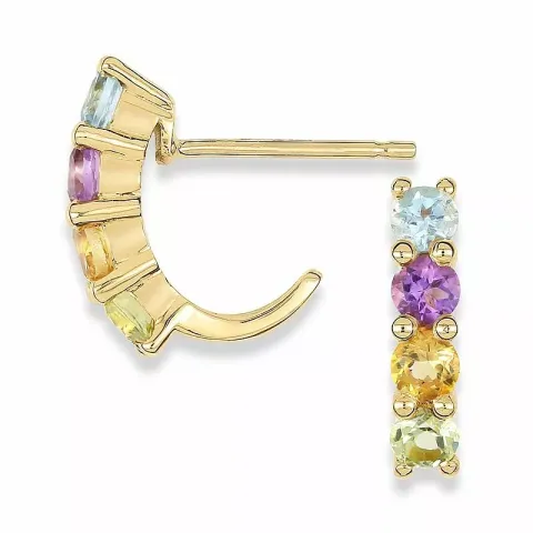 Ohrstecker in 9 Karat Gold mit Topas und Amethyst und Citrin und Peridot