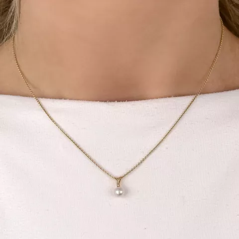 Perle Diamantanhänger in 14 karat Gold 0,01 ct