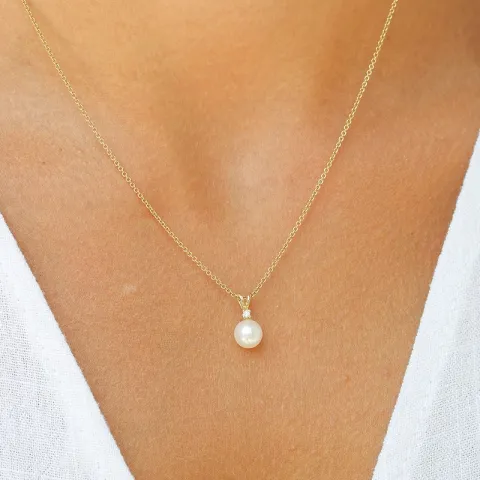 Perle Diamantanhänger in 14 karat Gold 0,02 ct