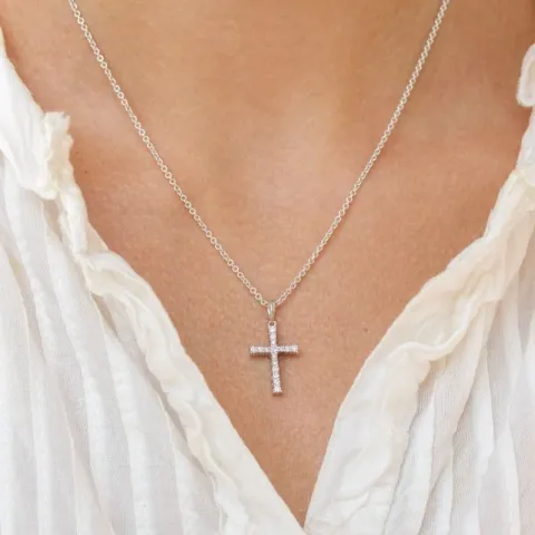 Kreuz Diamantanhänger in 14 karat Weißgold 0,28 ct
