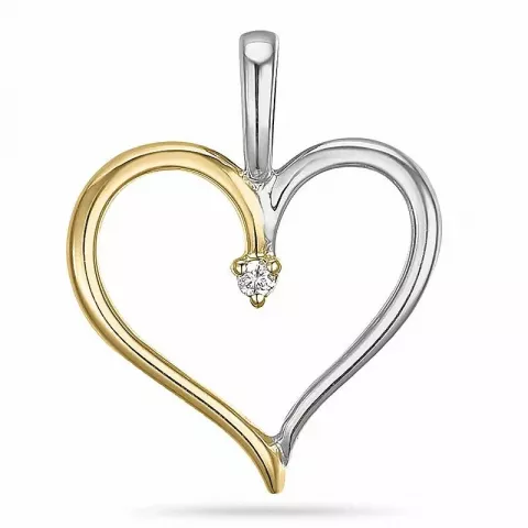 Herz Diamant Anhänger in 14 karat Gold- und Weißgold 0,01 ct