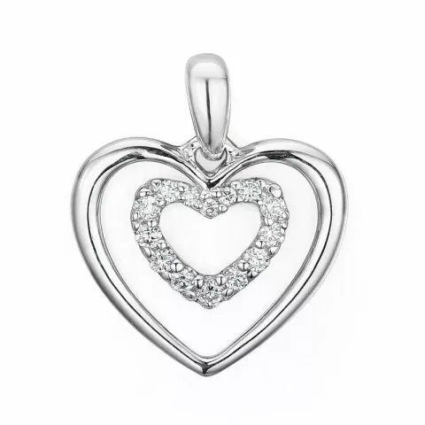 Herz Diamant Anhänger in 14 karat Weißgold 0,08 ct