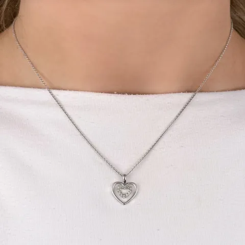 Herz Diamant Anhänger in 14 karat Weißgold 0,08 ct