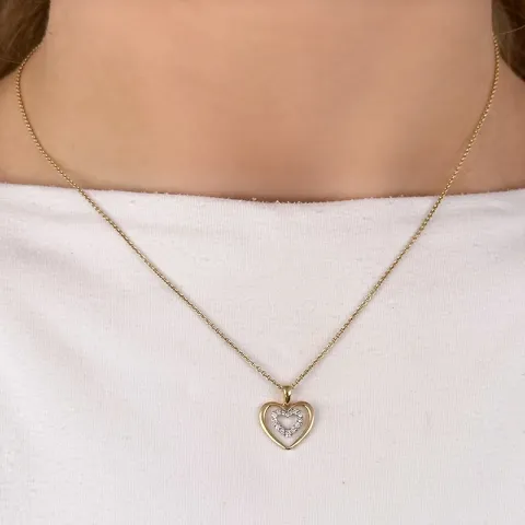 Herz Diamant Anhänger in 14 karat Gold- und Weißgold 0,08 ct