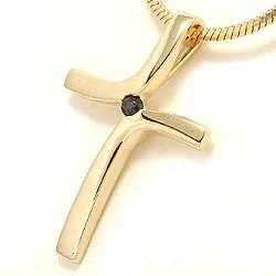 Kreuz saphir anhänger in 14 karat gold 0,04 ct