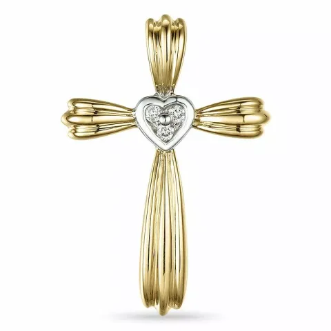 Kreuz diamantanhänger in 14 karat gold- und weißgold 0,05 ct