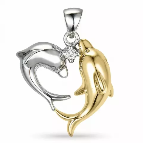 Delfin Diamantanhänger in 14 karat Gold- und Weißgold 0,04 ct