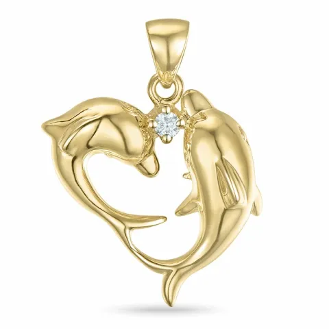 Delfin Anhänger in 14 karat Gold 0,04 ct