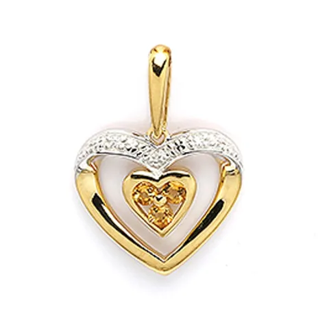 Herz Anhänger aus 9 Karat Gold und 9 Karat Weißgold