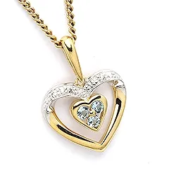 Herz Anhänger aus 9 Karat Gold und 9 Karat Weißgold