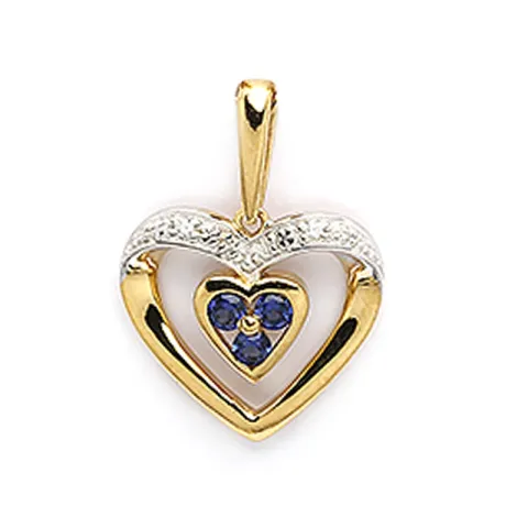 Herz Anhänger aus 9 Karat Gold und 9 Karat Weißgold