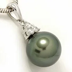 Perle Anhänger in 14 karat Weißgold 0,12 ct