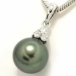 Perle Anhänger in 14 karat Weißgold 0,12 ct