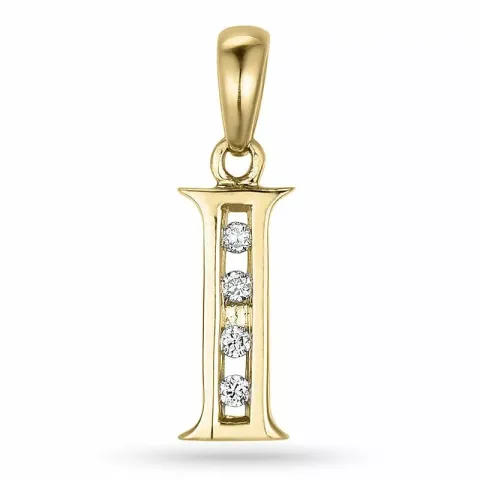 Buchstab i anhänger in 14 karat gold 0,04 ct