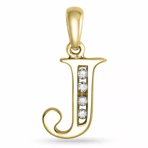 buchstab j Anhänger in 14 karat Gold 0,04 ct