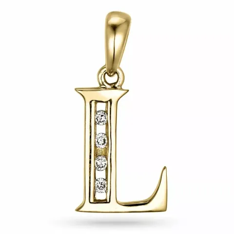 buchstab l Anhänger in 14 karat Gold 0,04 ct