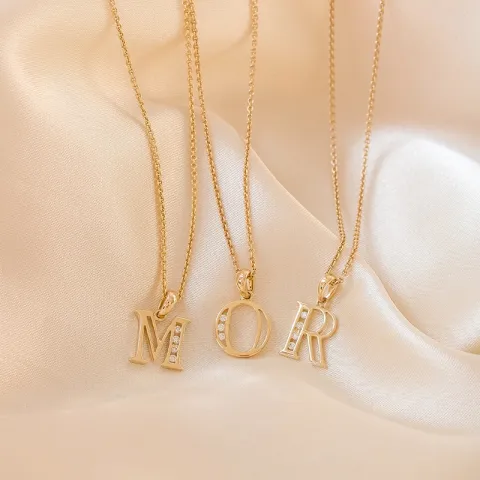 buchstab m Anhänger in 14 karat Gold 0,04 ct