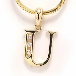 buchstab u Anhänger in 14 karat Gold 0,03 ct