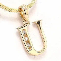 buchstab u Anhänger in 14 karat Gold 0,03 ct