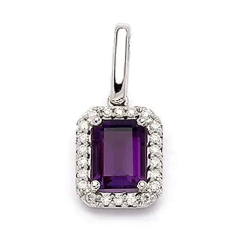 Amethyst Anhänger in 14 karat Weißgold 0,12 ct 0,86 ct