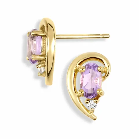 Ohrringe in 9 Karat Gold mit Amethyst und Diamant