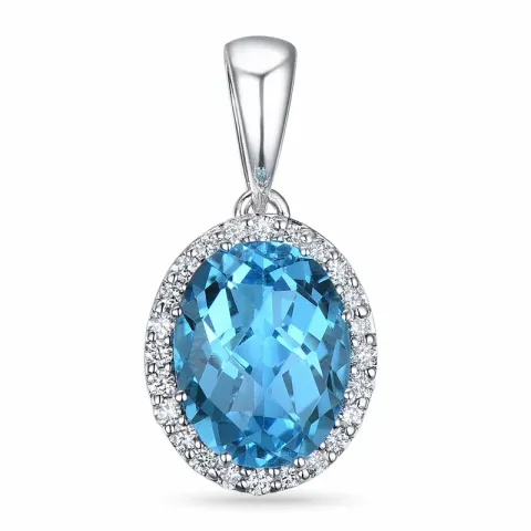 blauem Topas Anhänger in 14 karat Weißgold 0,12 ct 2,16 ct