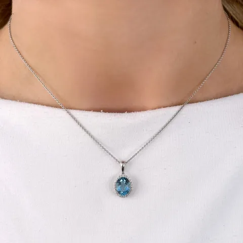 blauem Topas Anhänger in 14 karat Weißgold 0,12 ct 2,16 ct