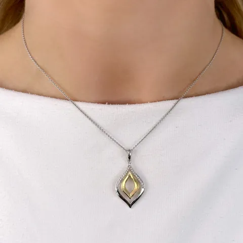 Großer Diamantanhänger in 14 karat Gold- und Weißgold 0,12 ct