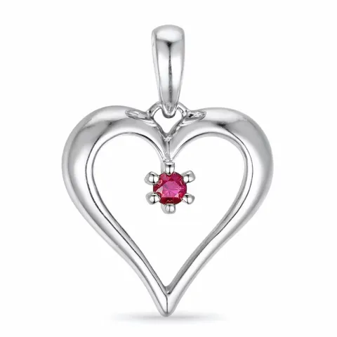 Herz Rubin Anhänger in 14 karat Weißgold 0,10 ct