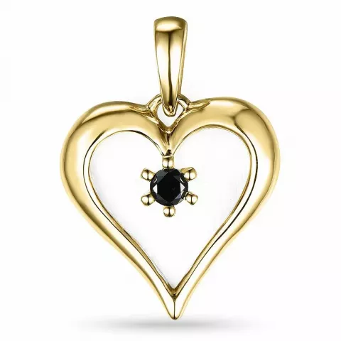 Herz schwarz Diamant Anhänger in 14 karat Gold 0,07 ct