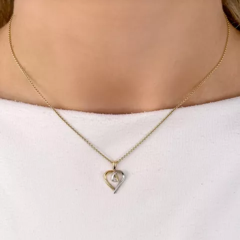 Herz Diamant Anhänger in 14 karat Gold- und Weißgold 0,02 ct