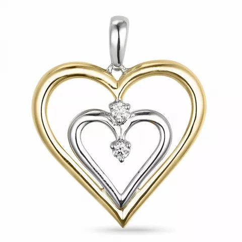 Herz Diamantanhänger in 14 karat Gold- und Weißgold 0,05 ct