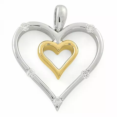 Herz Diamant Anhänger in 14 karat Gold- und Weißgold 0,11 ct