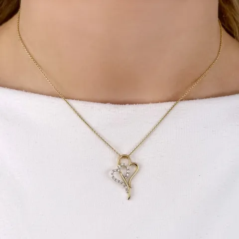 Herz Anhänger in 14 karat Gold- und Weißgold 0,11 ct