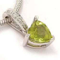 Grünem peridot diamantanhänger in 14 karat weißgold 0,03 ct